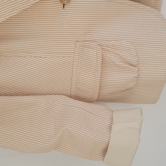 Banana Republic Blazer Retro Cream Color With Taupe And Silver Stripes- Size 12 - Picture 5 of 9